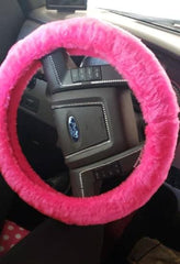 Barbie Pink fuzzy faux fur car steering wheel cover Poppys Crafts