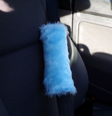 1 pair of furry faux fur car seat belt pads covers choice of colour Baby Blue