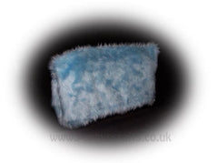 Baby Blue fluffy faux fur car headrest covers 1 pair Poppys Crafts