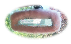 Baby pink faux fur rear view interior car mirror cover Poppys Crafts