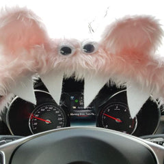 Baby pink faux fur fuzzy Monster car steering wheel cover Poppys Crafts