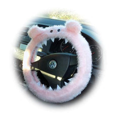 Baby pink faux fur fuzzy Monster car steering wheel cover Poppys Crafts