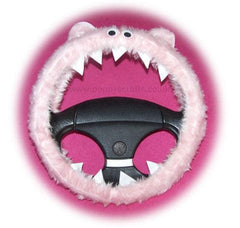 Baby pink faux fur fuzzy Monster car steering wheel cover Poppys Crafts