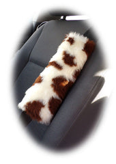 1 singular fuzzy seatbelt pad choose your print zebra cow bee tiger leopard cheetah brown cow