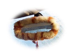 Fuzzy faux fur rear view interior car mirror cover in choice of print