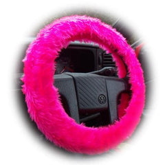 Barbie Pink fuzzy faux fur car steering wheel cover Poppys Crafts