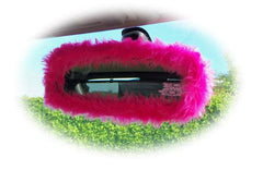 Barbie pink faux fur fuzzy rear view interior car mirror cover Poppys Crafts