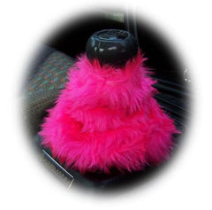 Barbie pink fuzzy faux fur gear stick gaiter cover Poppys Crafts