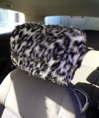 1 pair of Fuzzy Faux fur Headrest covers in a choice of print's