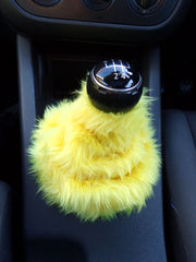 Sunshine Yellow fuzzy faux fur gear stick gaiter cover