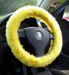 Fuzzy furry steering wheel cover choice of colour's Yellow