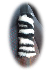 1 singular fuzzy seatbelt pad choose your print zebra cow bee tiger leopard cheetah Zebra