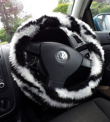 Fuzzy Faux fur Steering wheel cover in a choice of print's zebra