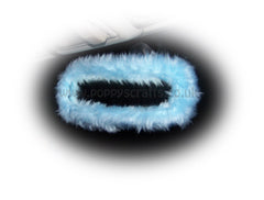 Pretty faux fur Baby Blue rear view interior car mirror cover Poppys Crafts