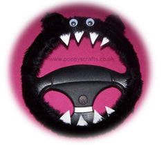 Fuzzy Monster car steering wheel cover Plain faux fur choice of colour Poppys Crafts