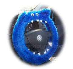 Fuzzy Monster car steering wheel cover Plain faux fur choice of colour Poppys Crafts