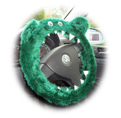 Dark Green fuzzy Monster steering wheel cover Poppys Crafts