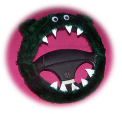 Dark Green fuzzy Monster steering wheel cover Poppys Crafts