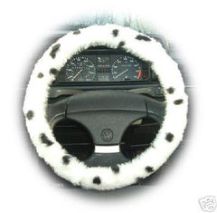 Dalmatian spot fuzzy car steering wheel cover Poppys Crafts