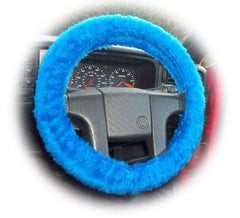 Royal Blue fuzzy faux fur car steering wheel cover Poppys Crafts