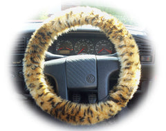 Cheetah print fuzzy car steering wheel cover Poppys Crafts