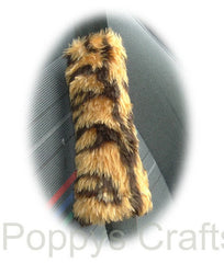 Gold Tiger Stripe fuzzy seatbelt pads 1 pair Poppys Crafts