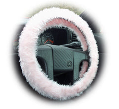 Pretty Baby pink fluffy Steering wheel cover and matching fuzzy seatbelt pads Poppys Crafts