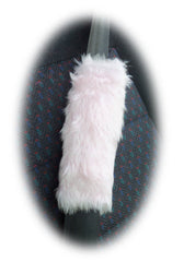 Fuzzy baby pink faux fur car seatbelt pads 1 pair furry and fluffy Poppys Crafts