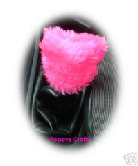 Cute Barbie Pink fluffy faux fur car accessories 4 piece set Poppys Crafts