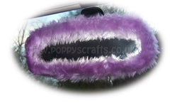 Pretty faux fur Lilac rear view interior car mirror cover fluffy and fuzzy Poppys Crafts