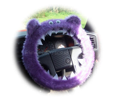 Fuzzy Monster car steering wheel cover Plain faux fur choice of colour Poppys Crafts