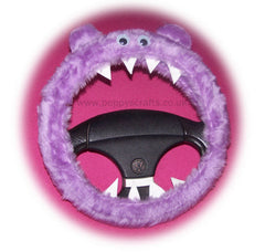 Fuzzy Monster car steering wheel cover Plain faux fur choice of colour Poppys Crafts