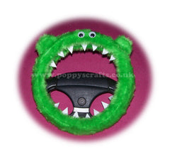 Lime Green fuzzy Monster car steering wheel cover Poppys Crafts