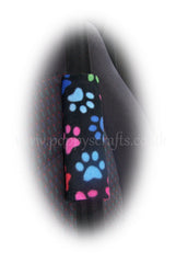 Paw print Fleece Car Steering wheel cover & matching seatbelt pad set Poppys Crafts