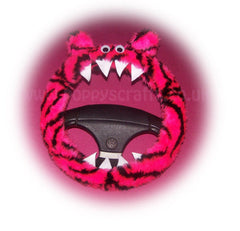 Pink and black Tiger stripe fuzzy Monster steering wheel cover Poppys Crafts