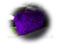 Purple fluffy faux fur car headrest covers 1 pair Poppys Crafts