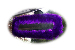 Dark Purple fuzzy steering wheel cover with cute matching rear view mirror cover Poppys Crafts