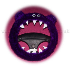 Fuzzy Purple Monster faux fur car steering wheel cover Poppys Crafts