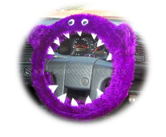 Fuzzy Monster car steering wheel cover Plain faux fur choice of colour Poppys Crafts