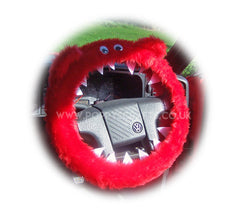 Fuzzy Monster car steering wheel cover Plain faux fur choice of colour Poppys Crafts