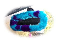 Large 7 Piece Spotty Monster fluffy car accessories set faux fur Poppys Crafts