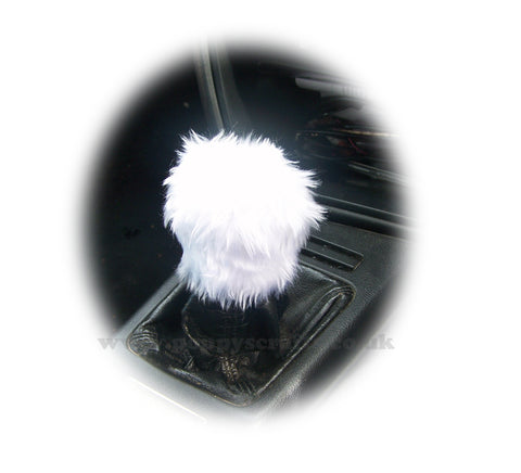 Pretty White fuzzy faux fur Gear knob stick shift cover