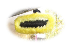 Sunshine Yellow fluffy faux fur car accessories 4 piece set Poppys Crafts