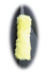 Large 7 Piece Yellow fluffy car accessories set faux fur Poppys Crafts