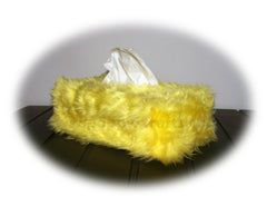 Yellow Fluffy faux fur Rectangular Tissue Box Cover Poppys Crafts